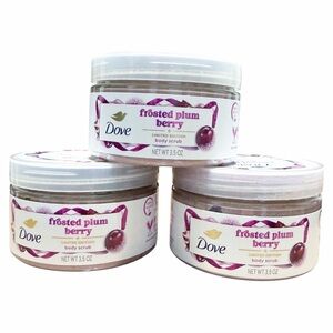 Dove Limited Edition FROSTED PLUM BERRY - 3.5 oz Body Scrub Set of 3 - NEW
